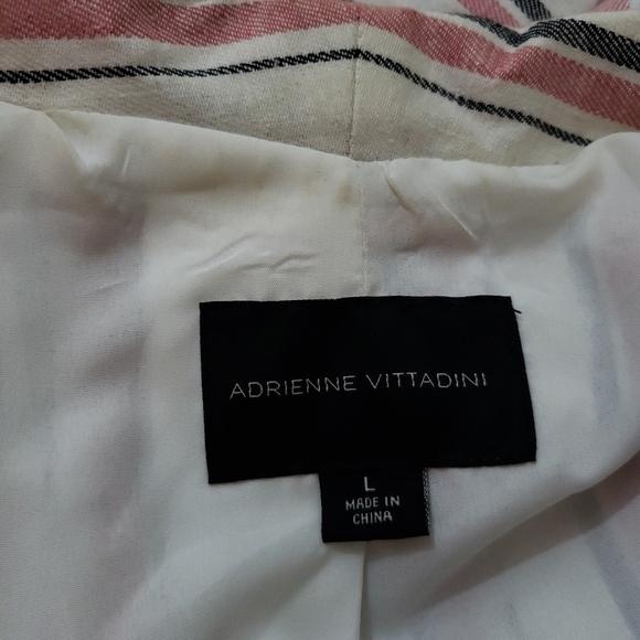Adrienne Vittadini Striped Linen Blazer Jacket Preppy Casual Business Large - Picture 4 of 5